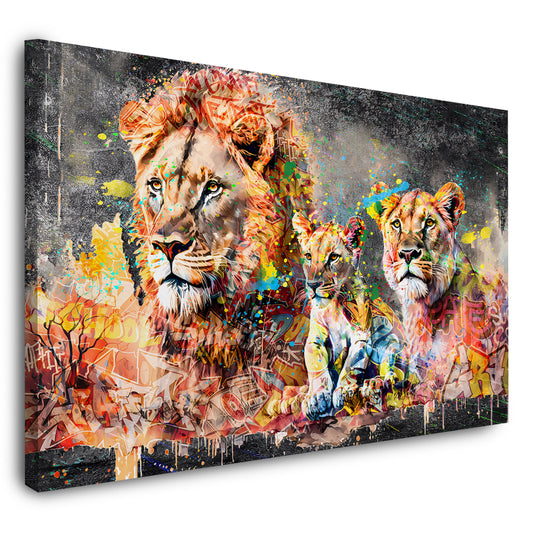 Löwen Graffiti Street Art Wandbild Kunstwerk