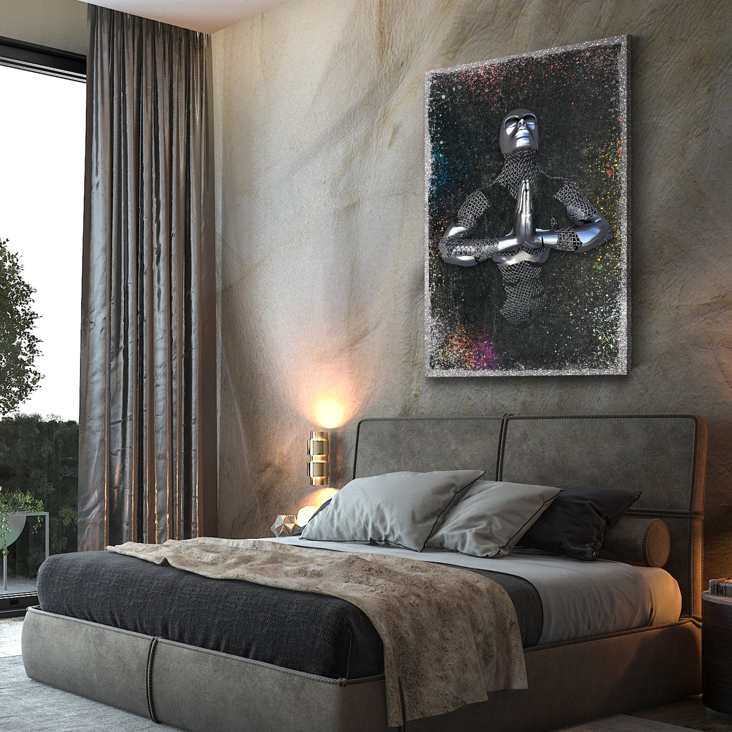 Abstrakte Figur Pop Art Colour Metallic Körperkunst Wandbild Kunstwerk