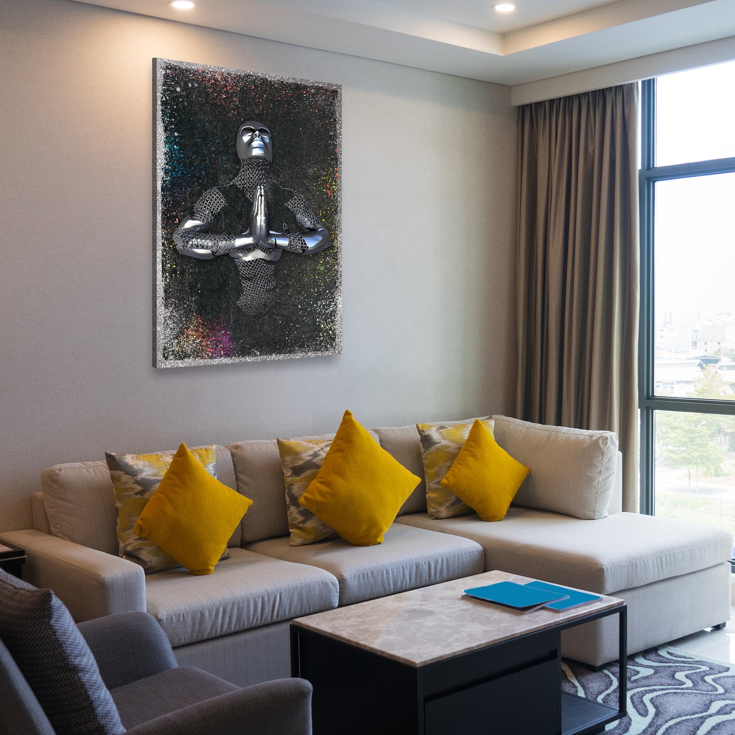 Abstrakte Figur Pop Art Colour Metallic Körperkunst Wandbild Kunstwerk