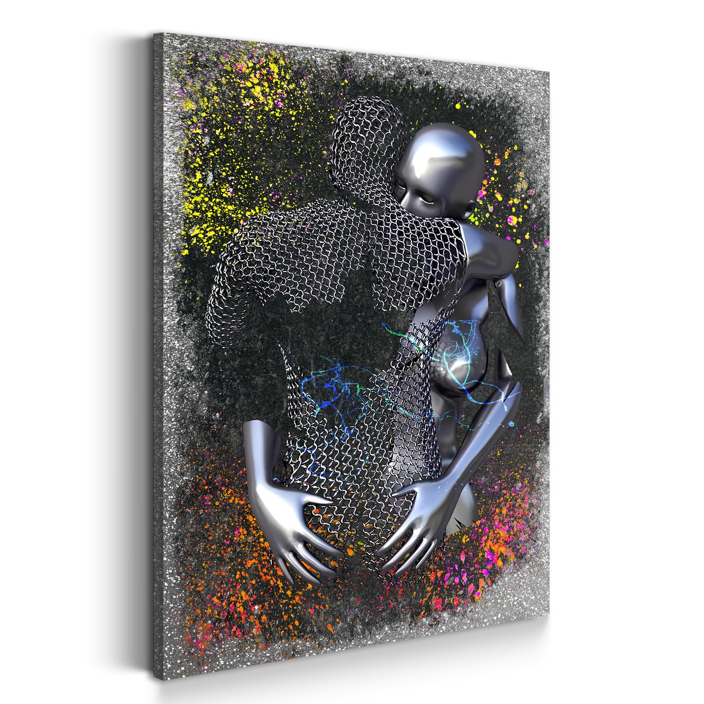 Abstract 2 Figuren Pop Art Colour Metallic Körperkunst Wandbild Kunstwerk