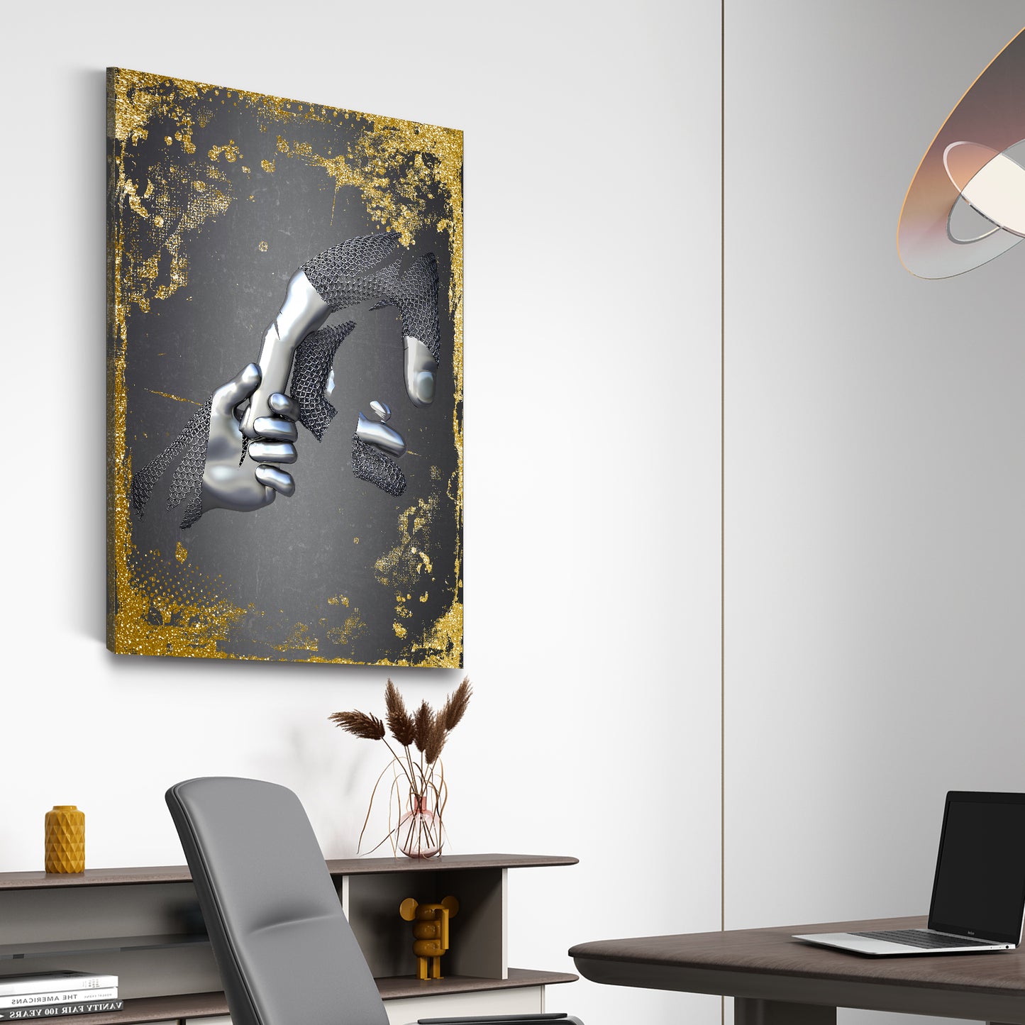 Abstract Metallfigur Hände Metallic Wandkunst Körper Wandbild Kunstwerk