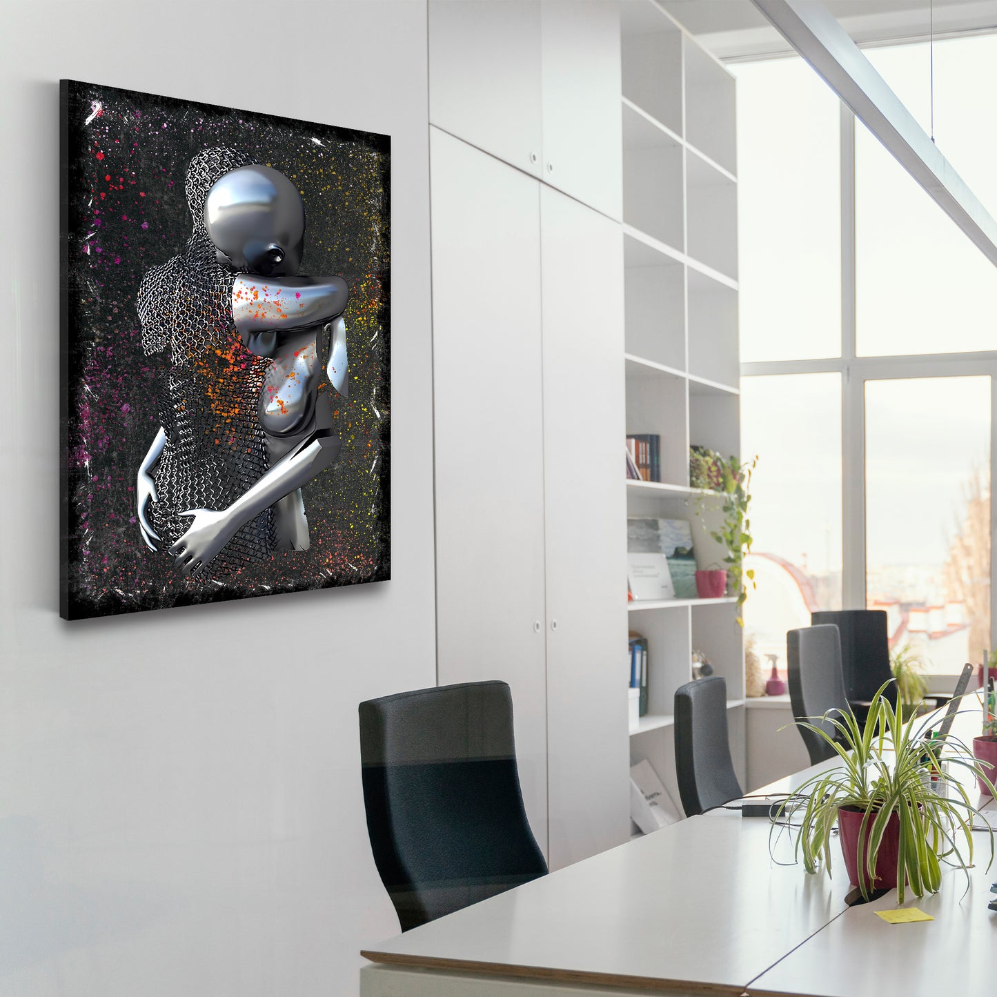 Abstract Metallfiguren Metallic Love Kunst Körper Colour Wandbild Kunstwerk
