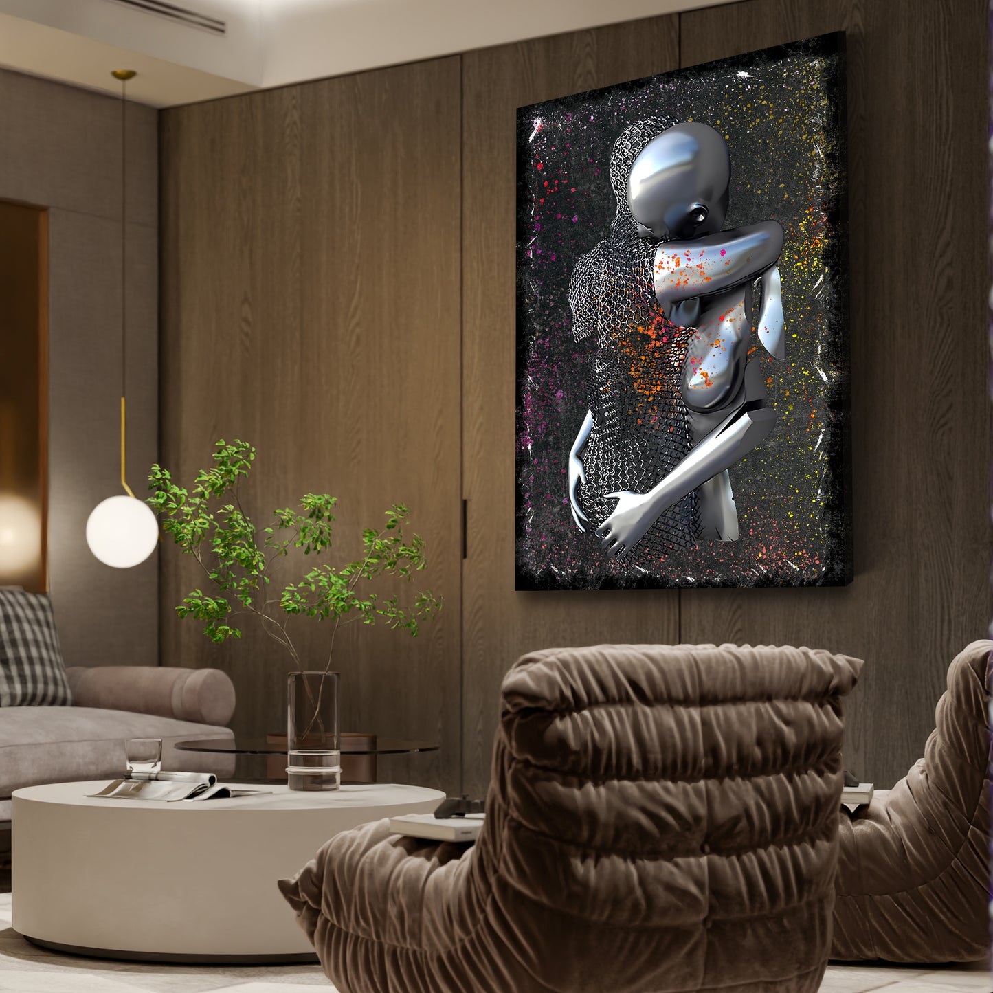 Abstract Metallfiguren Metallic Love Kunst Körper Colour Wandbild Kunstwerk
