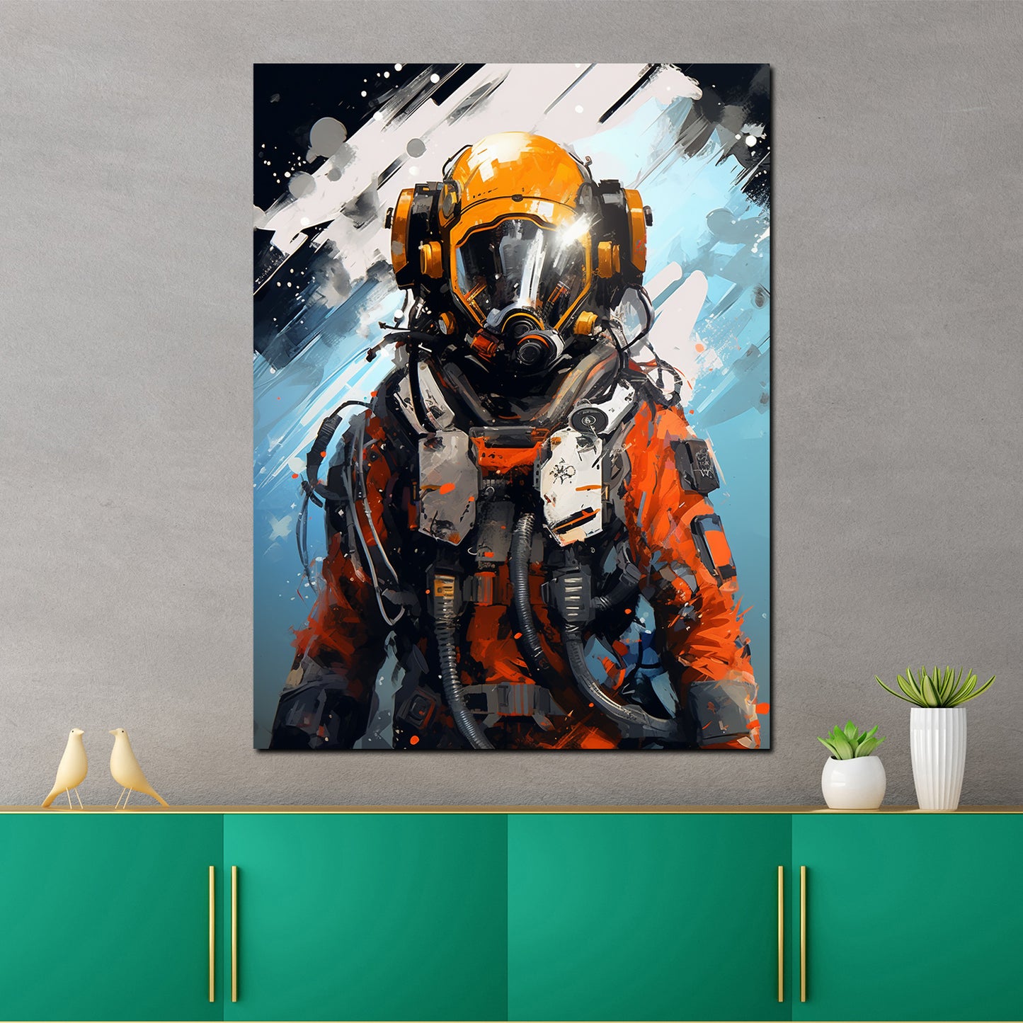 Abstrakt, Astronaut Weltraum Wandbild Kunstwerk