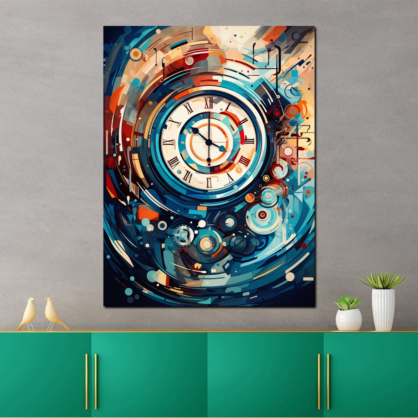 Wandbild Kunstwerk abstrakt Uhr Painting Style