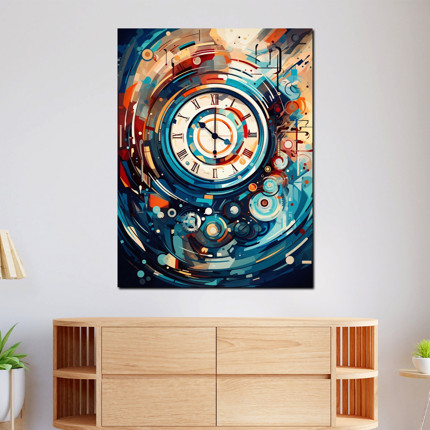 Wandbild Kunstwerk abstrakt Uhr Painting Style