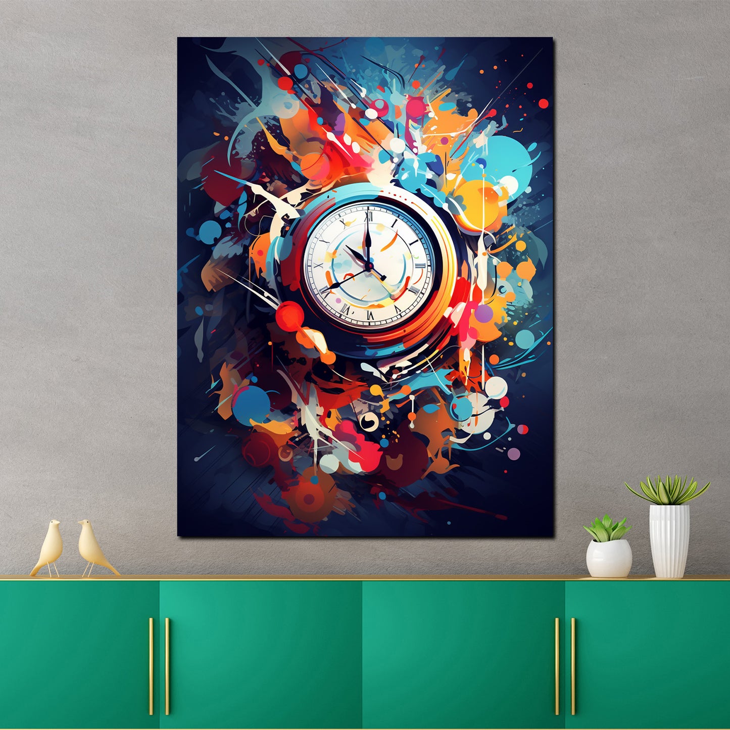 Wandbild Kunstwerk abstrakt Uhr Pop Art