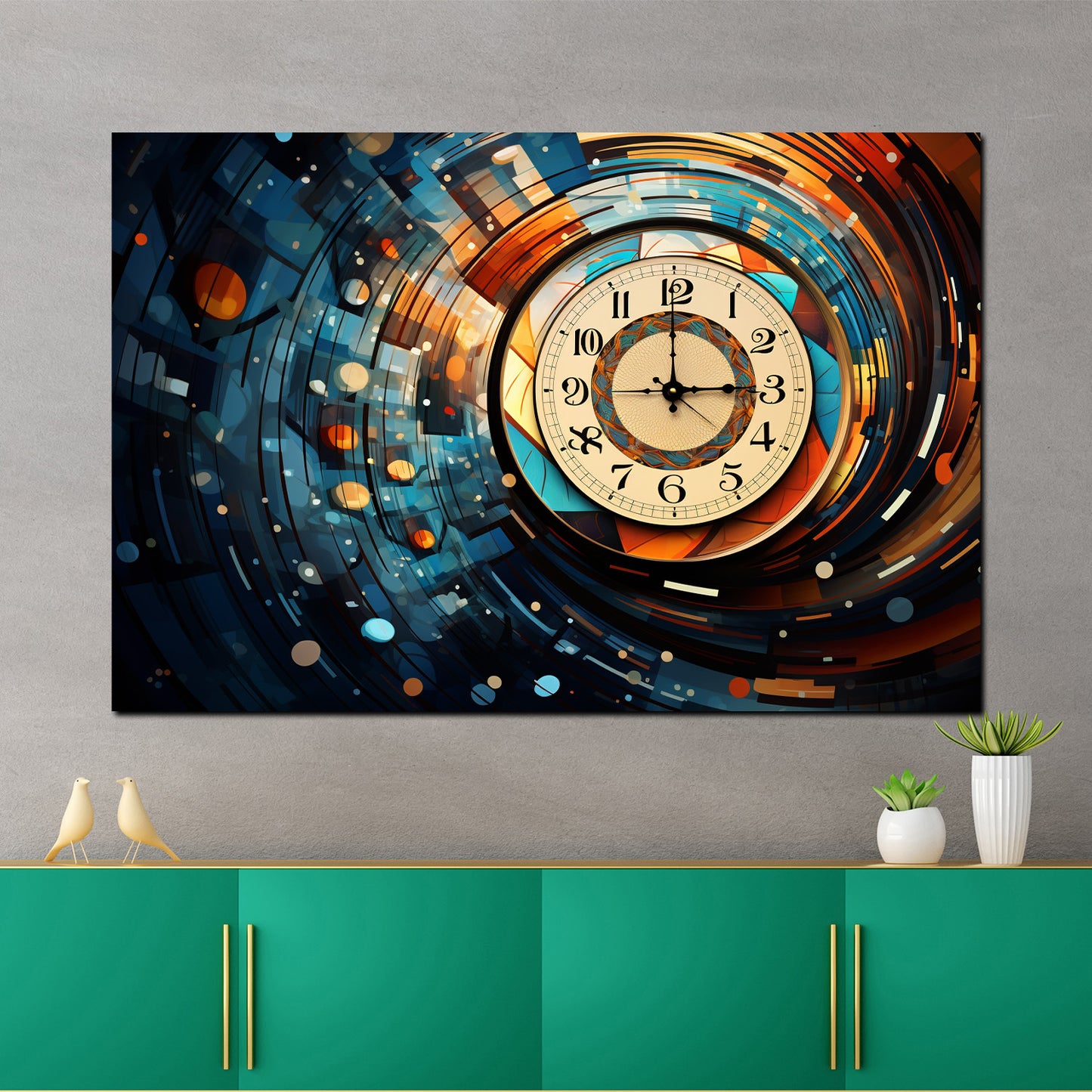 Wandbild Kunstwerk abstrakt Uhr Zeit dreht sich