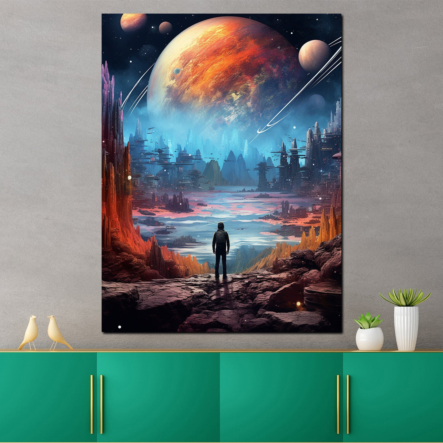 Wandbild Kunstwerk abstrakt Weltraum Planeten