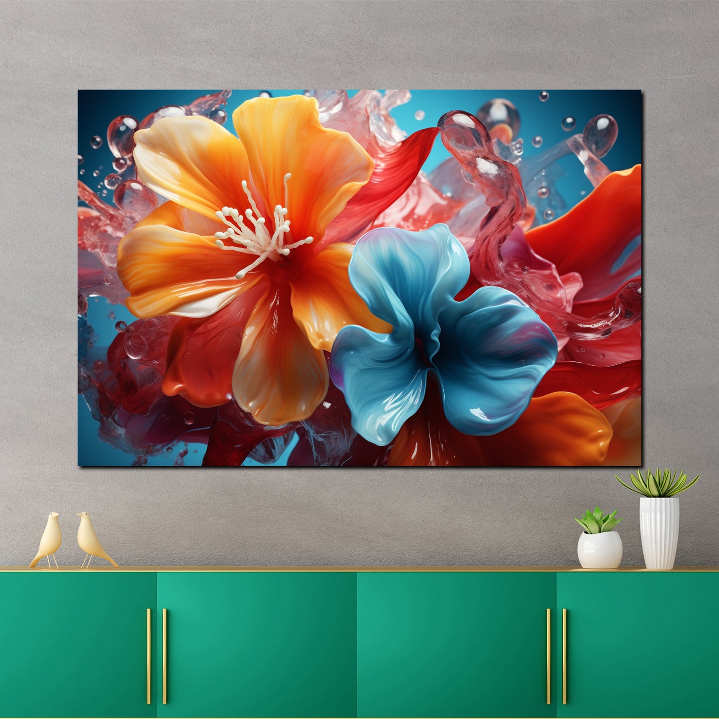 Wandbild Kunstwerk Abstrakt wunderschöne Blumen