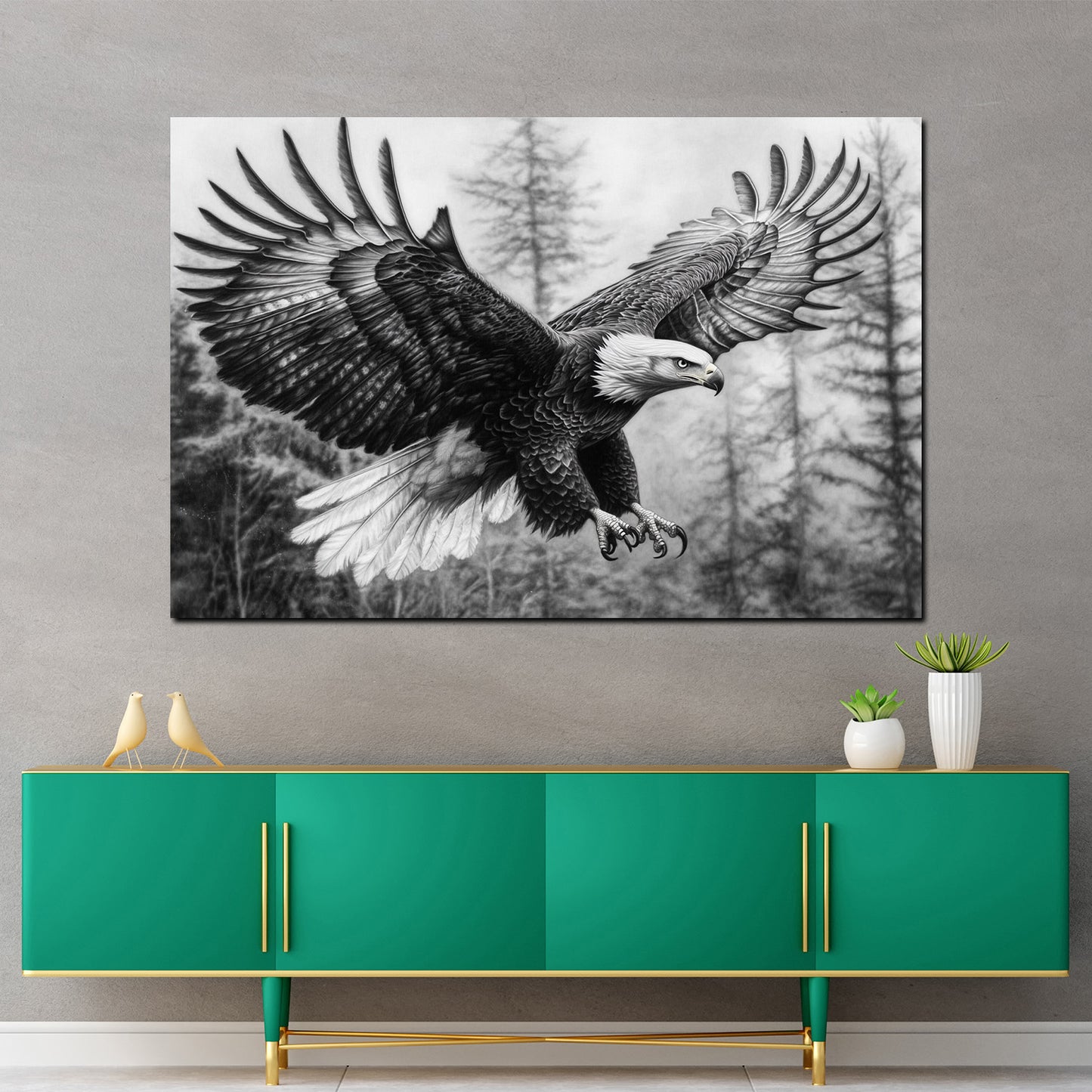Adler ausgebreitete Flügel Stärke Wandbild Kunstwerk