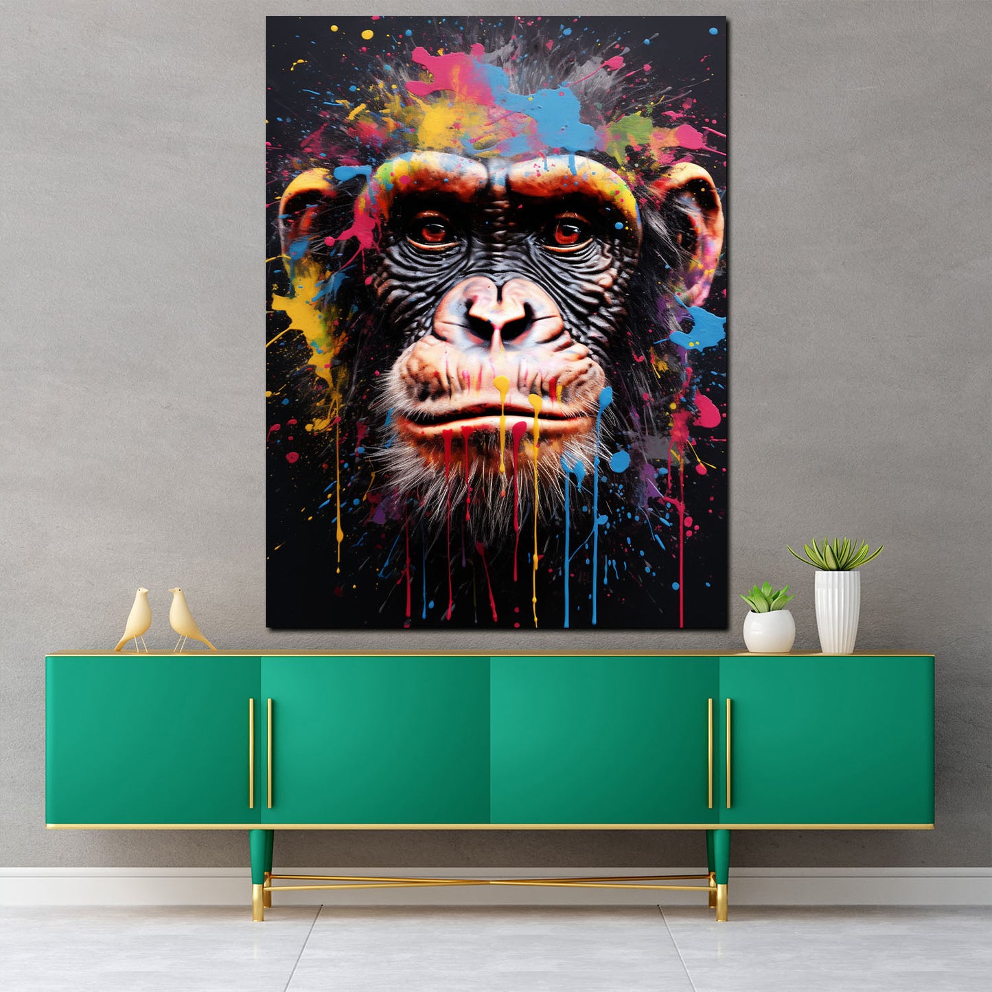 Affe Pop Art Splash Wandbild Kunstwerk