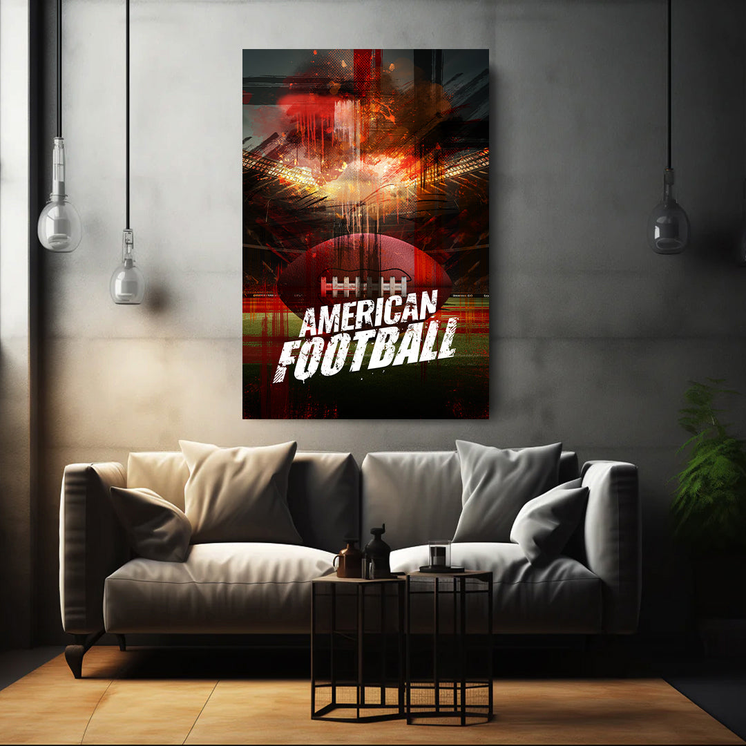 American Football im Stadion mit intensiver Dynamik Wandbild Kunstwerk