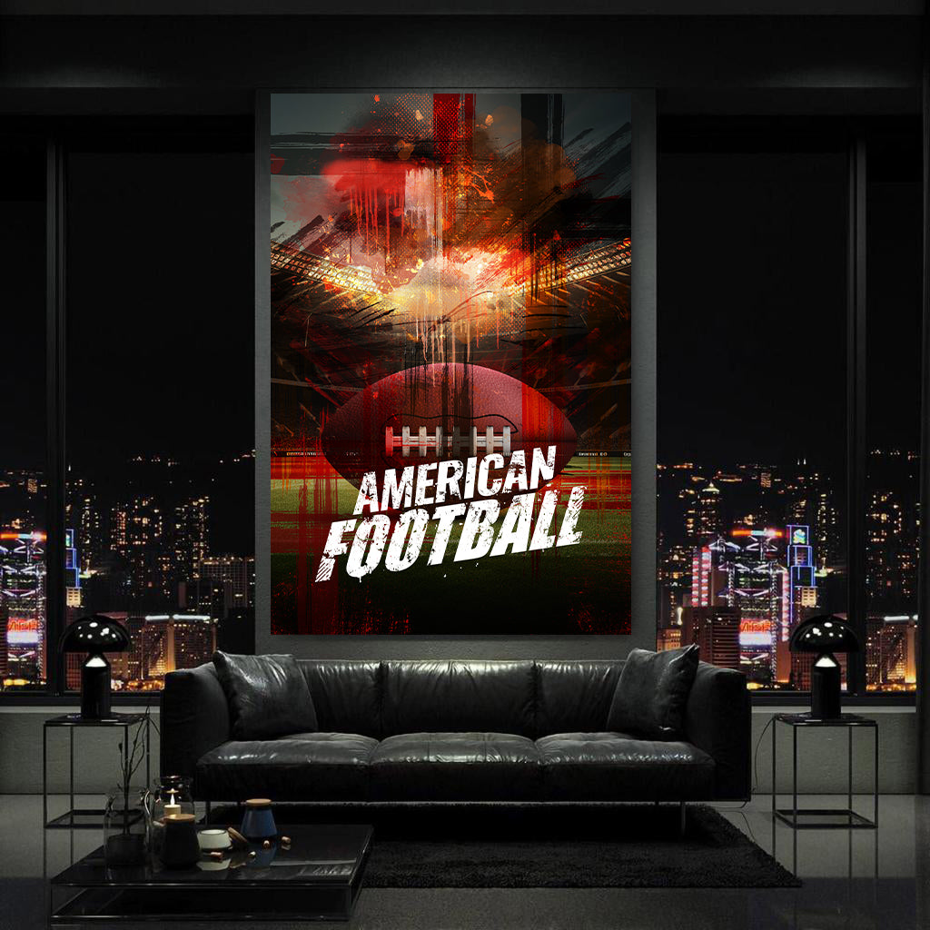 American Football im Stadion mit intensiver Dynamik Wandbild Kunstwerk