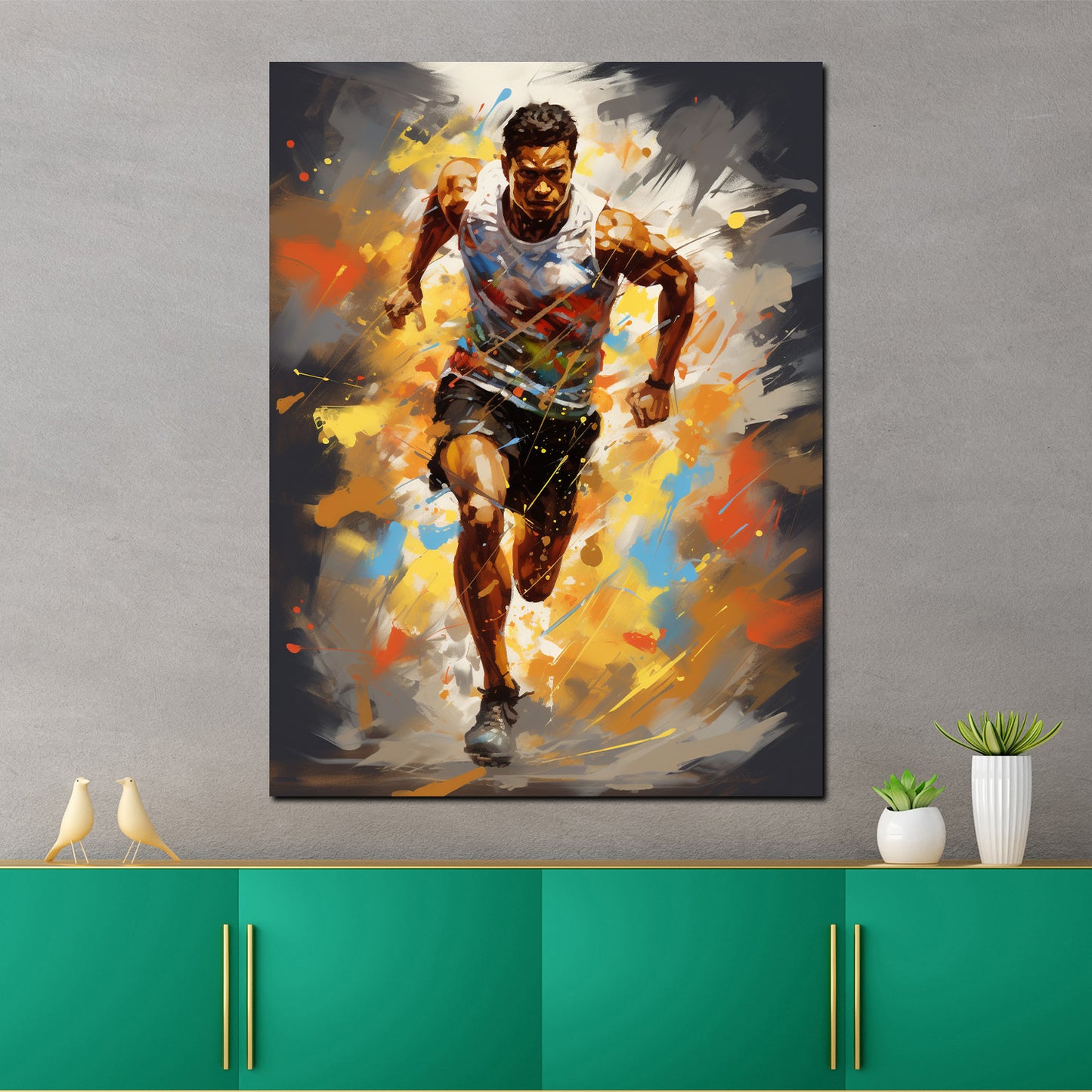 Pop Art Athlet Laufen Sport Colour Splash Wandbild Kunstwerk