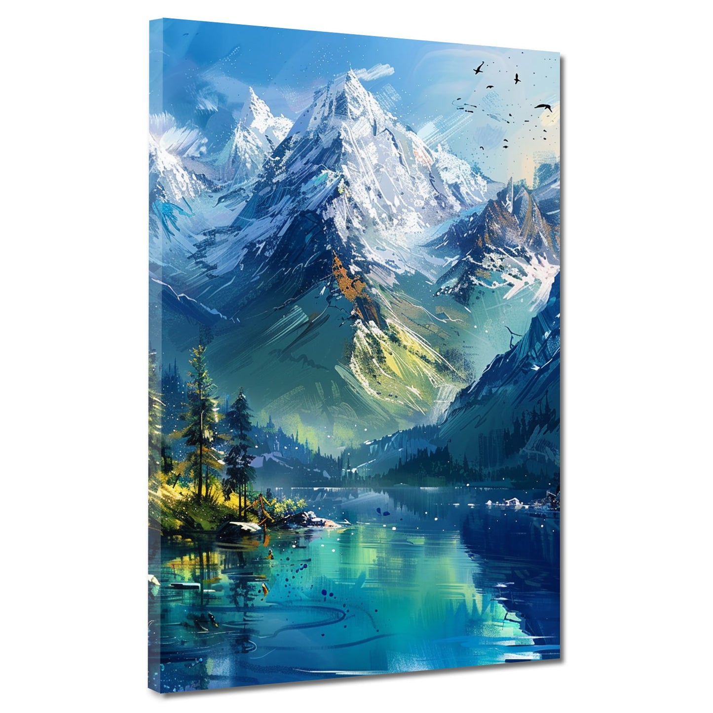 Berge und Natur reflektierend im Wasser Wandbild Kunstwerk