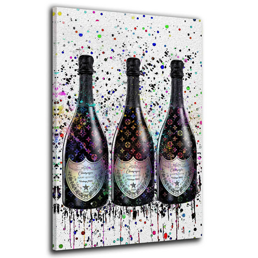 Champagner Lifestyle Pop Art Flasche Wandbild Kunstwerk
