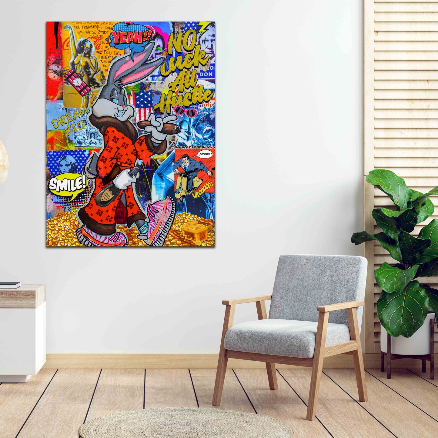 Comic Bunny Pop Art Style Wandbild Kunstwerk