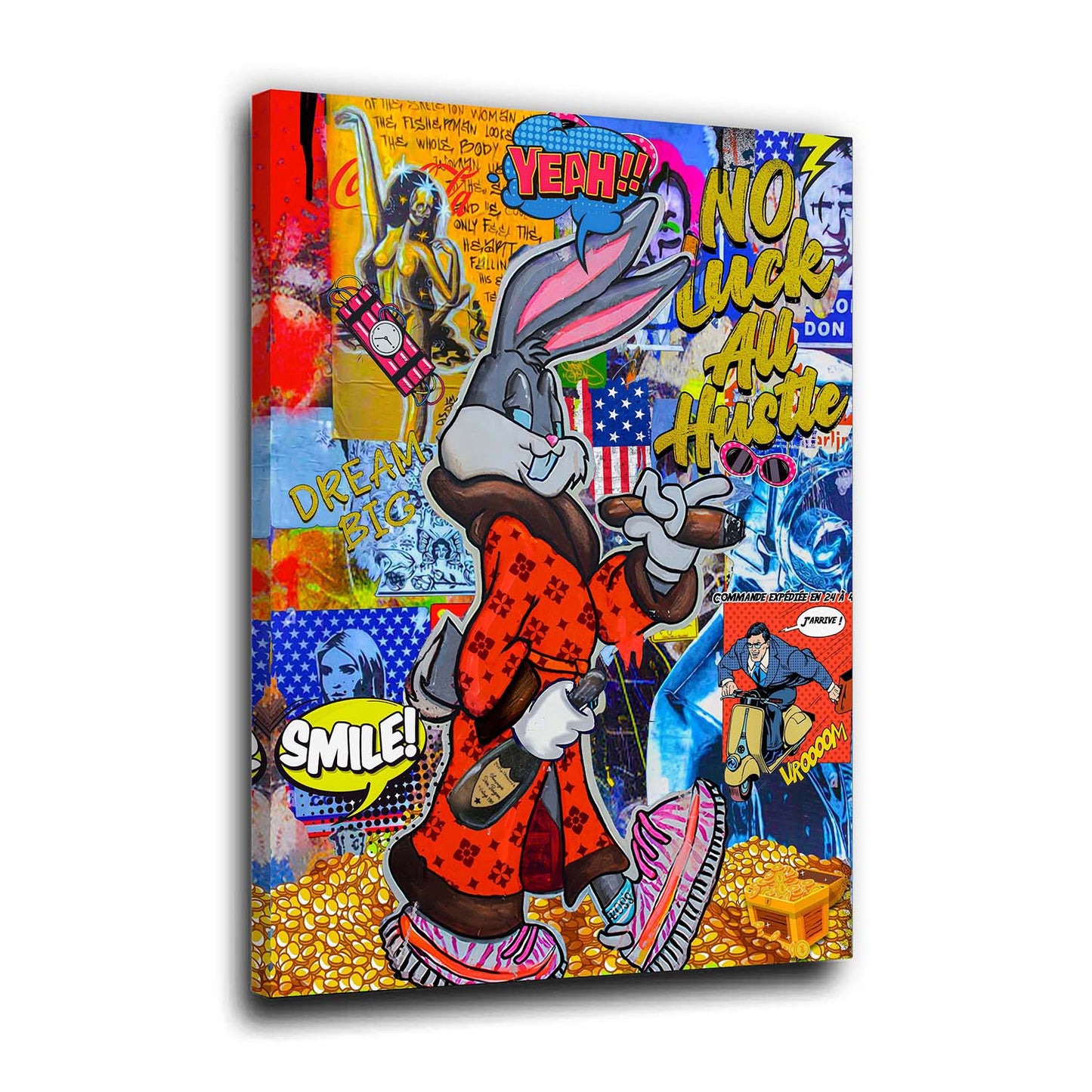 Comic Bunny Pop Art Style Wandbild Kunstwerk