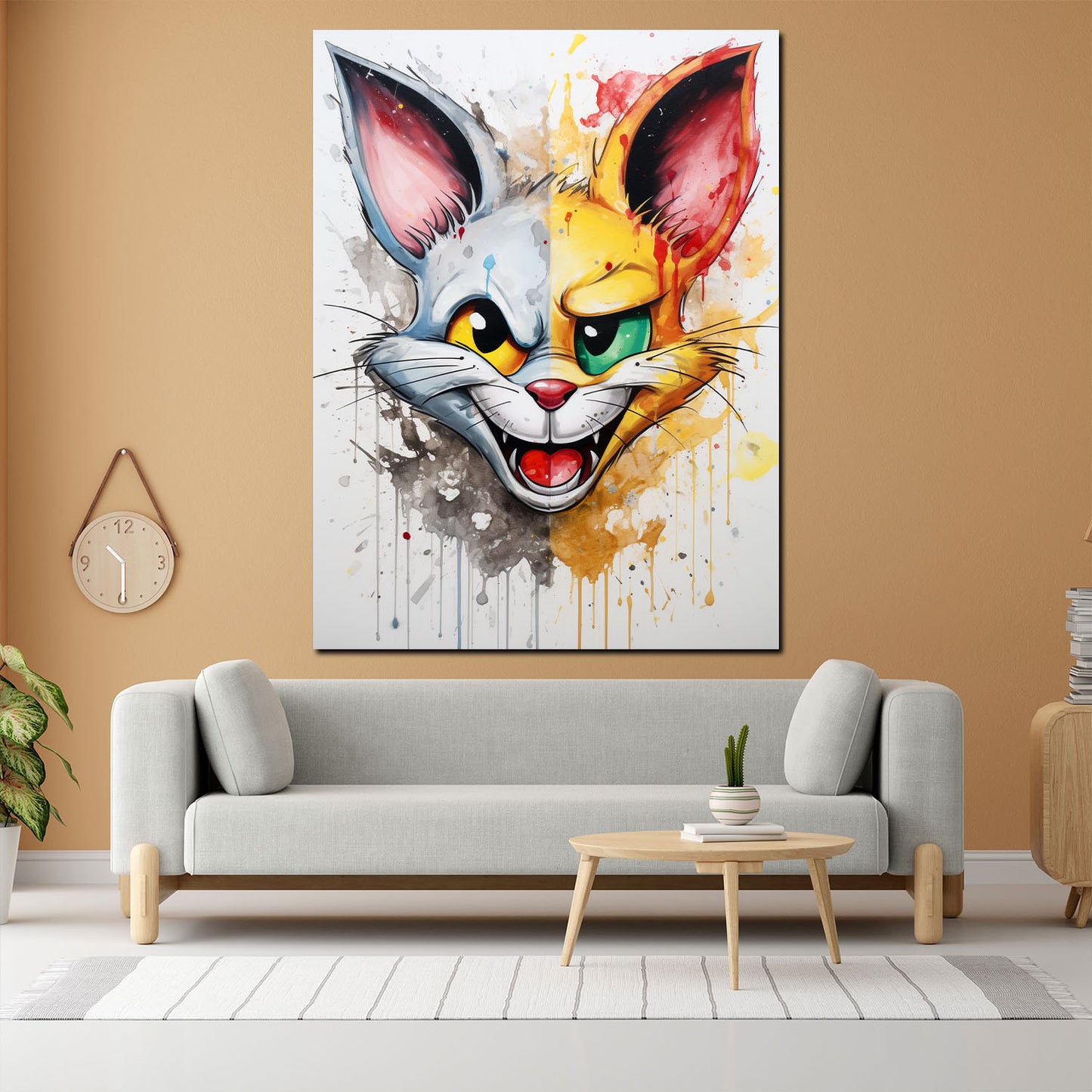 Wandbild Kunstwerk Comic Katze Two Faces Pop Art