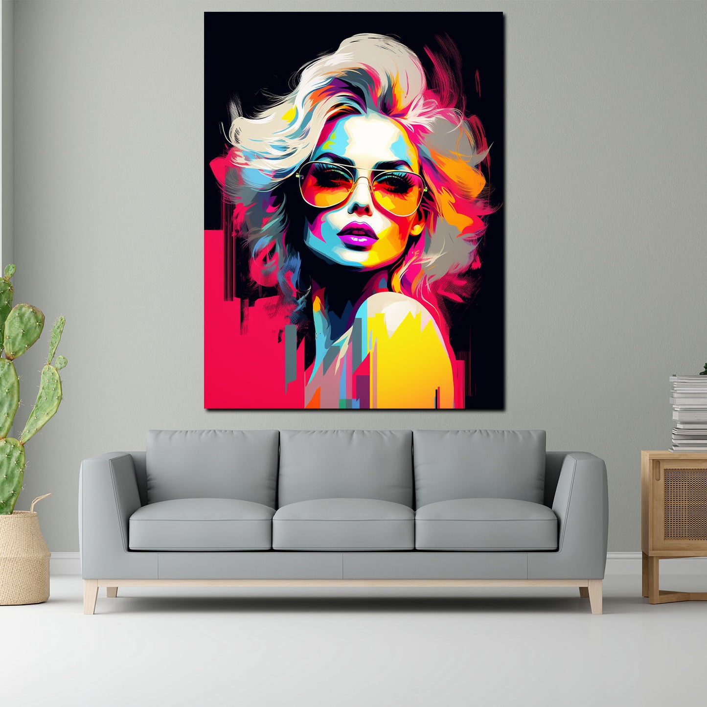 Cool Girl Retro Style schöne Frau Pop Art Wandbild Kunstwerk