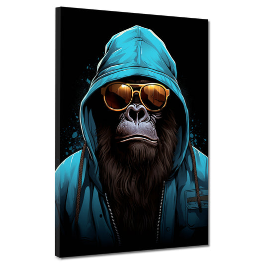 Cool Gorilla mit Hoodie Wandbild Kunstwerk