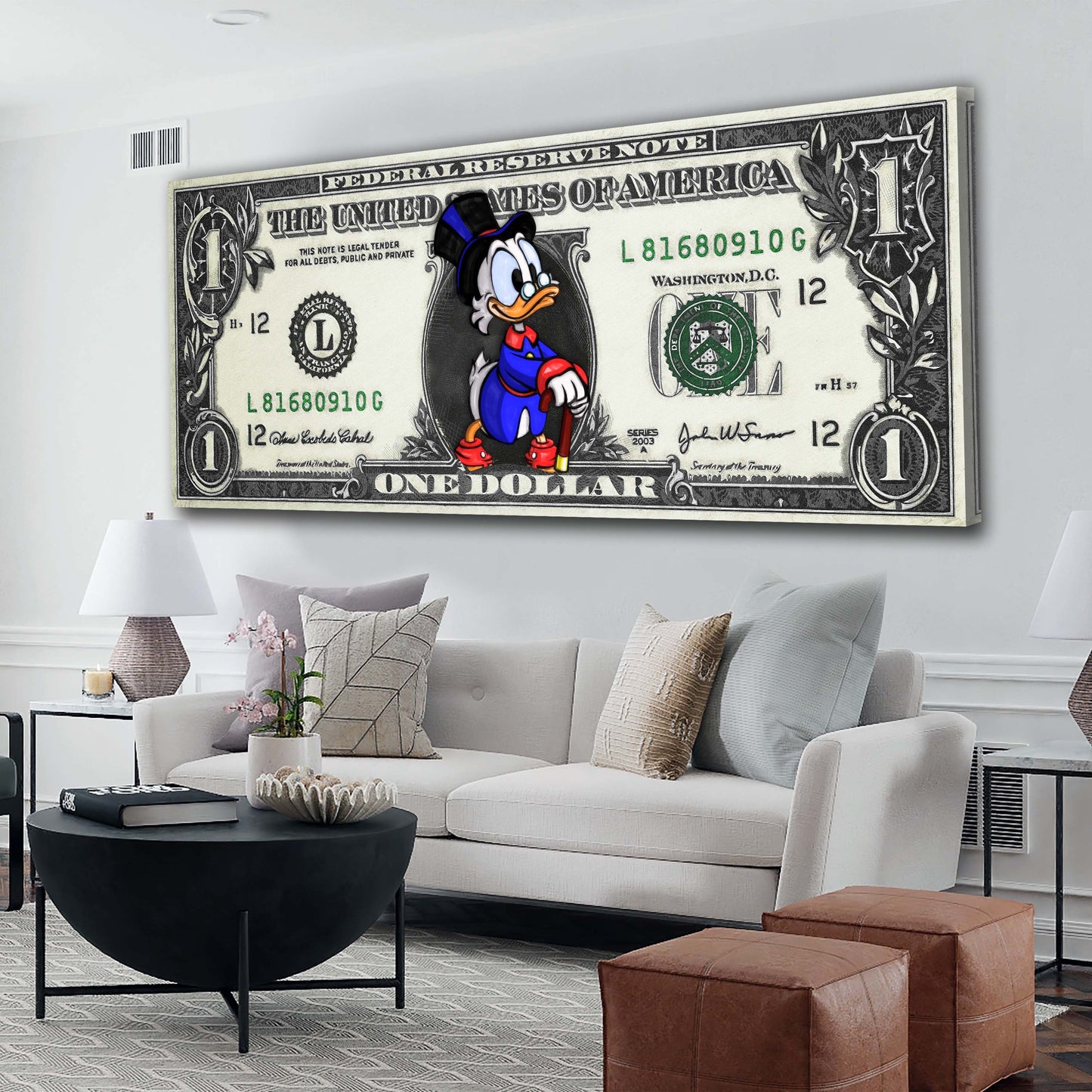 Duck One Dollar, The United States, Comic Wandbild Kunstwerk