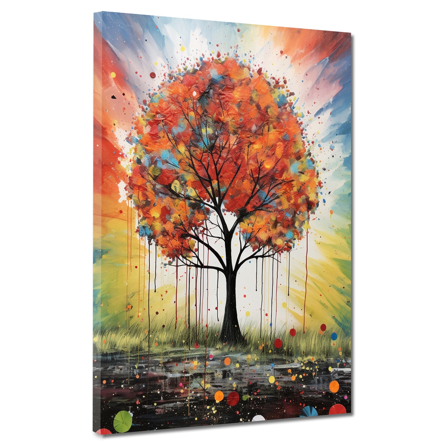 Farbefroher Baum leuchten Wandbild Kunstwerk