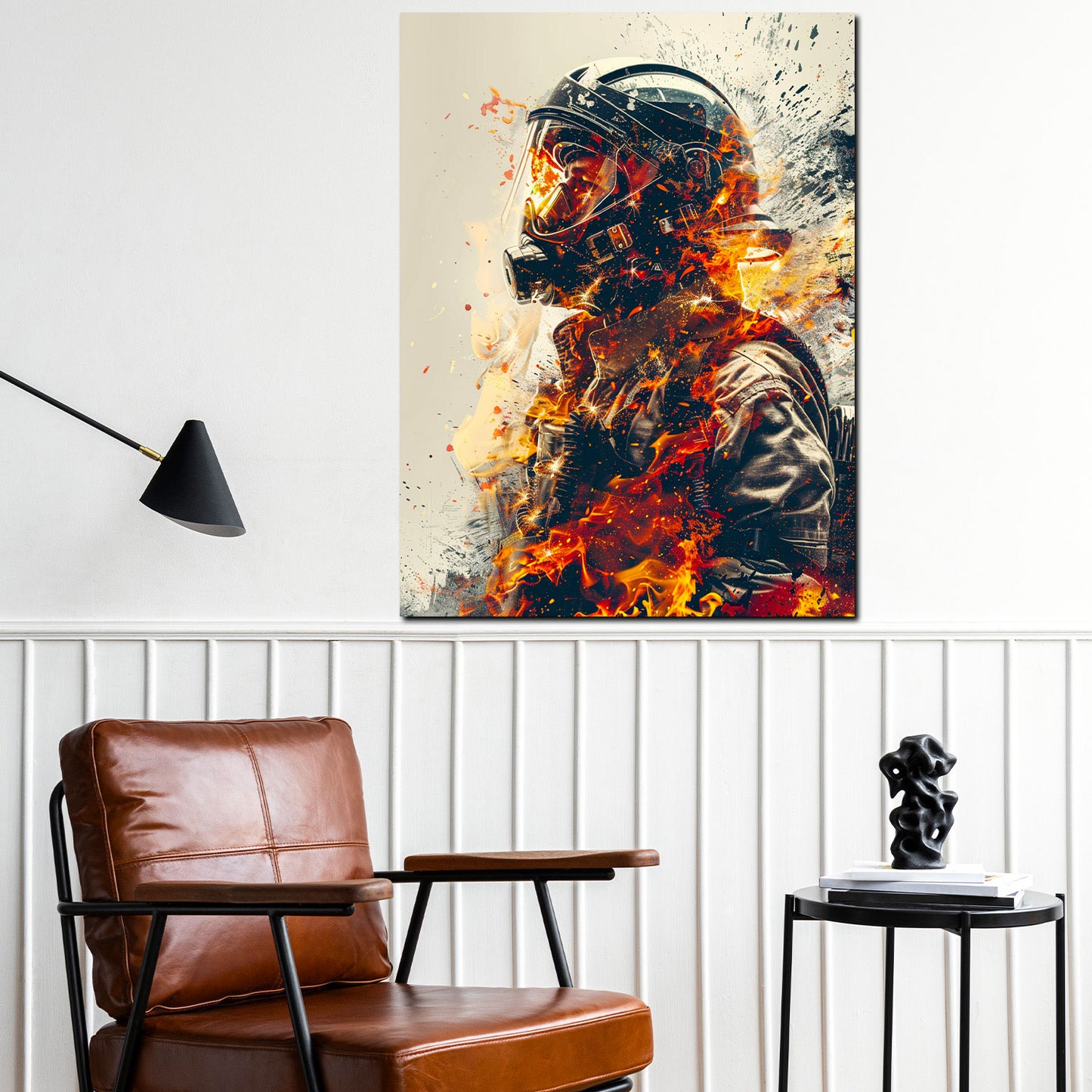 Wandbild Kunstwerk Feuerwehrmann Pop Art fire Style