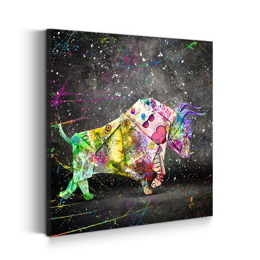 Geldschein Stier Graffiti Street Art Style Wandbild Kunstwerk