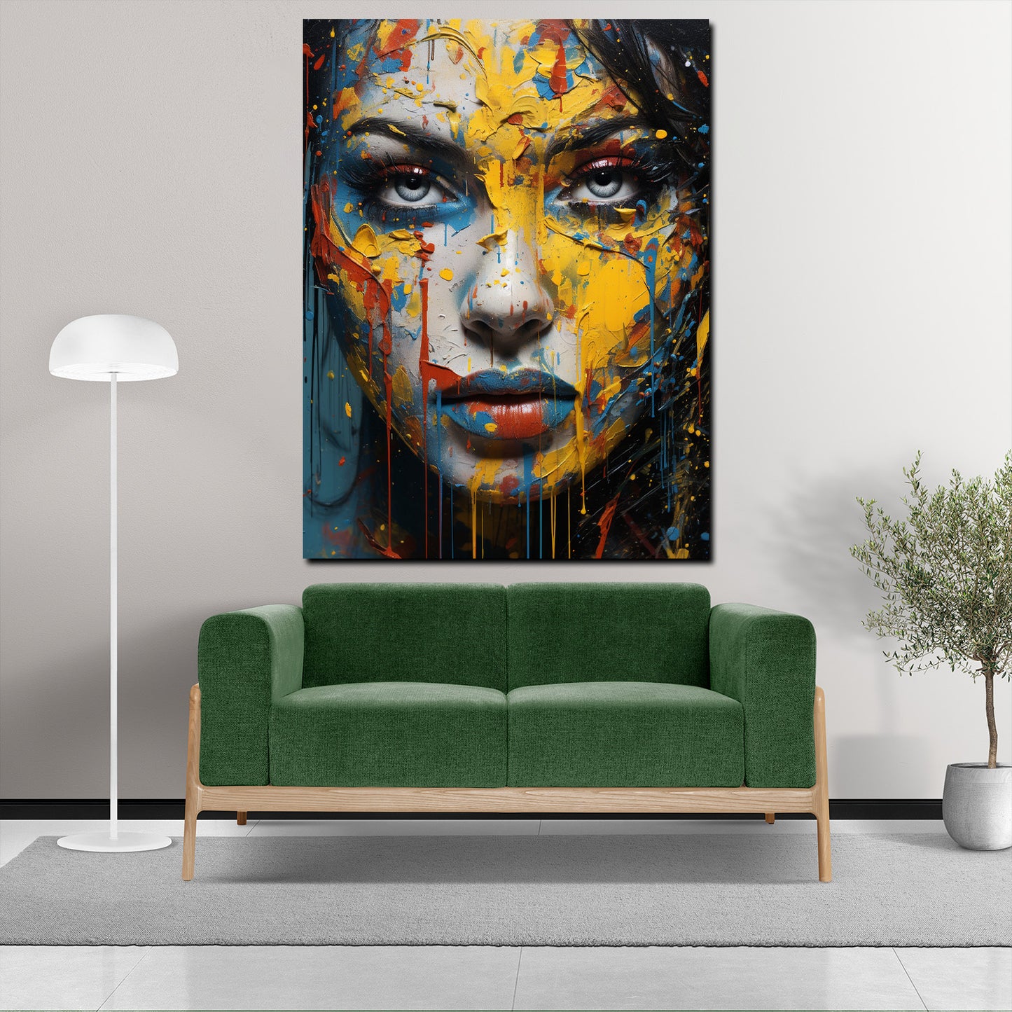 Gesicht wunderschöne Frau Abstract Style Wandbild Kunstwerk