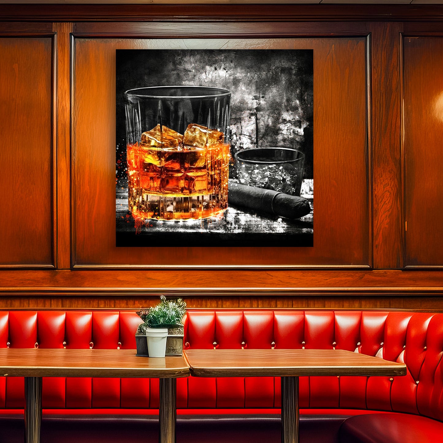 Glas Whiskey Abstract Style Wandbild Kunstwerk