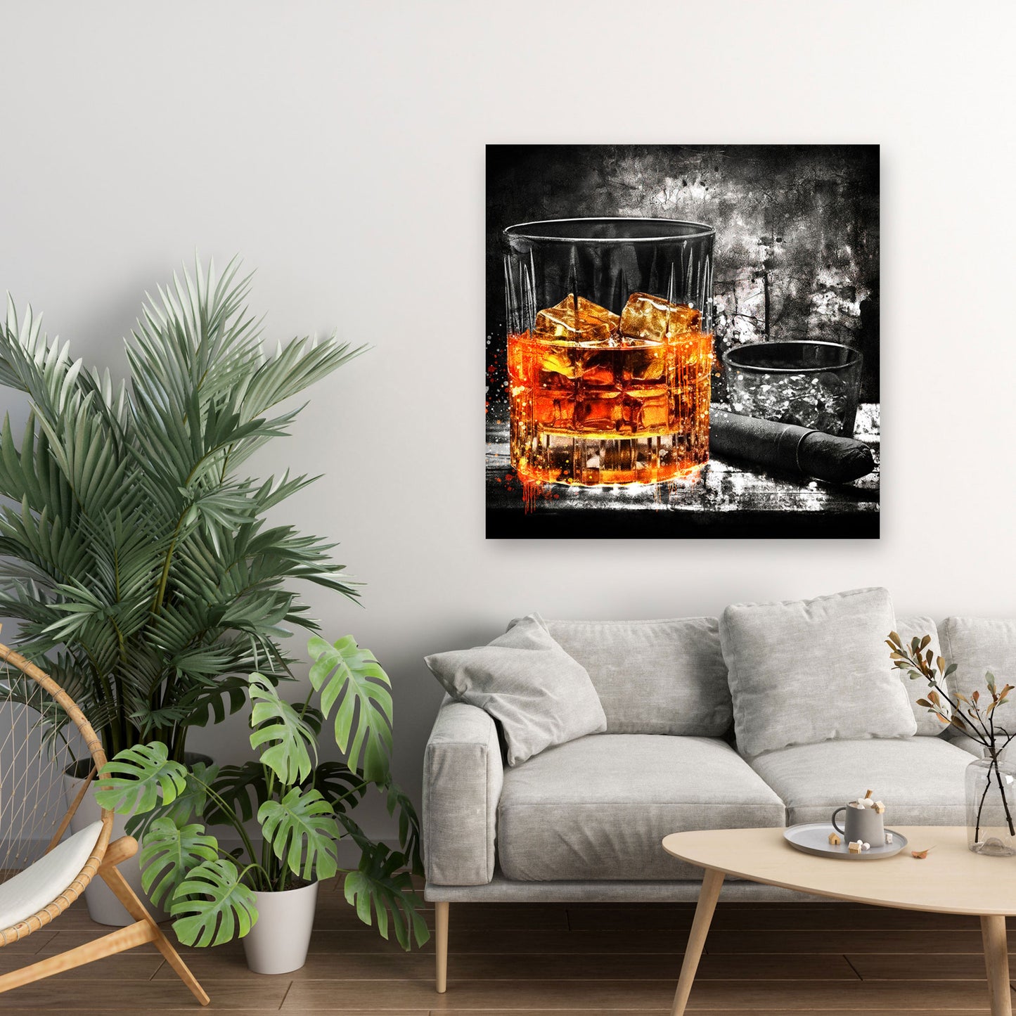 Glas Whiskey Abstract Style Wandbild Kunstwerk