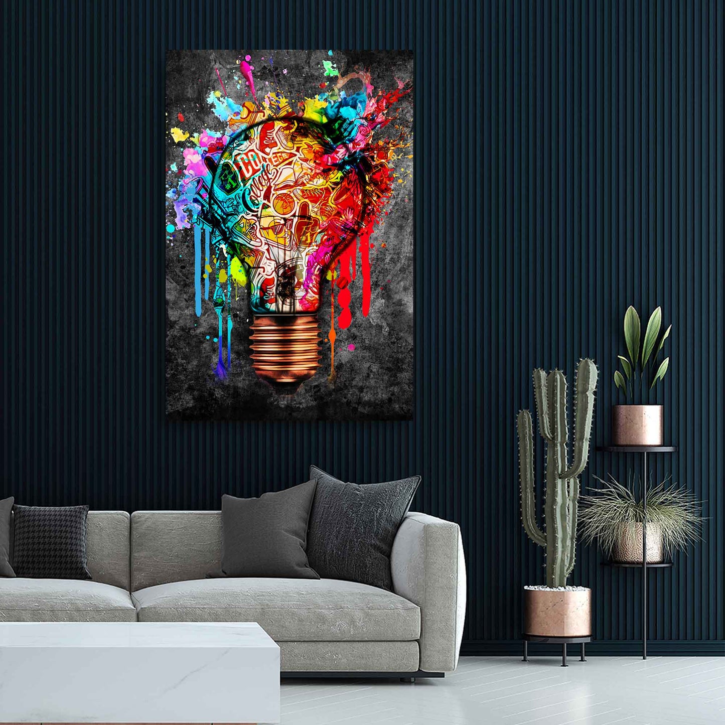 Glühbirne Graffiti Street Art Style Wandbild Kunstwerk