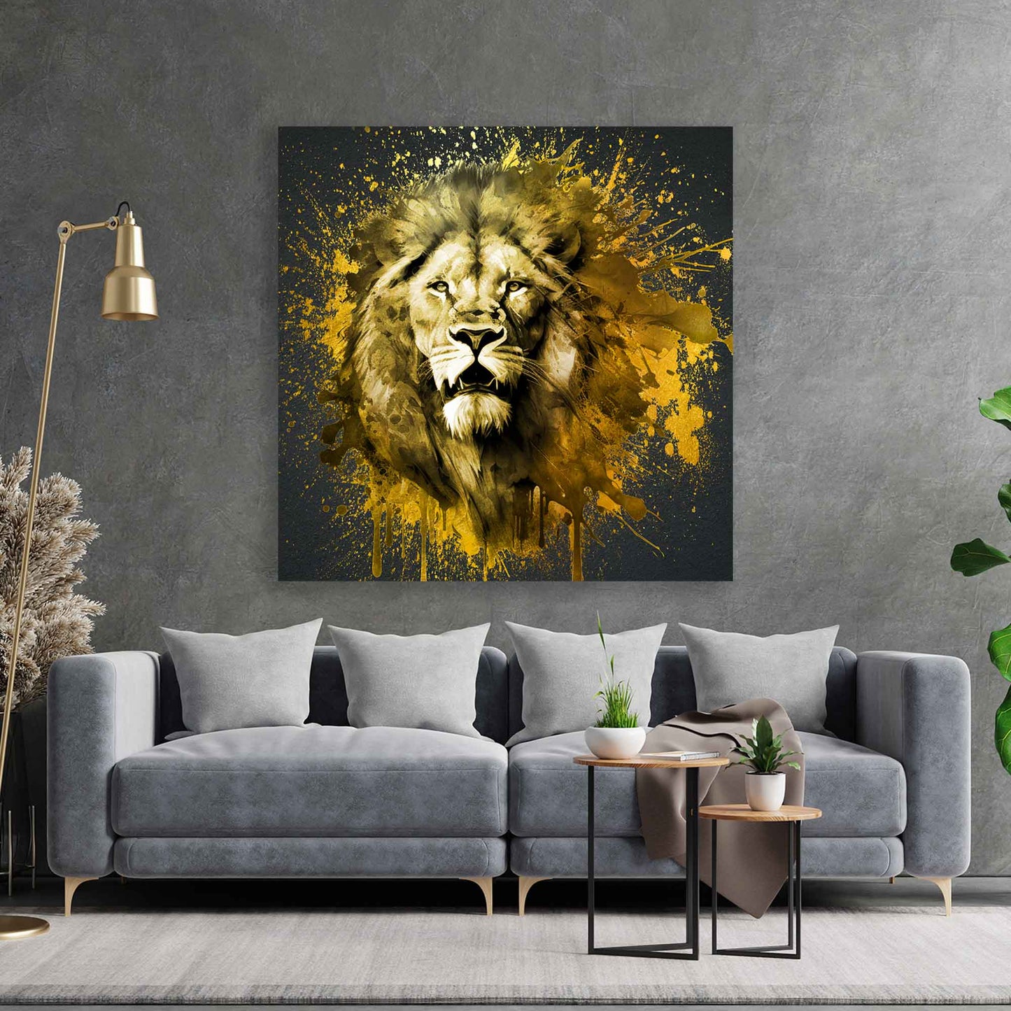 Gold Löwe Pop Art Style Wandbild Kunstwerk