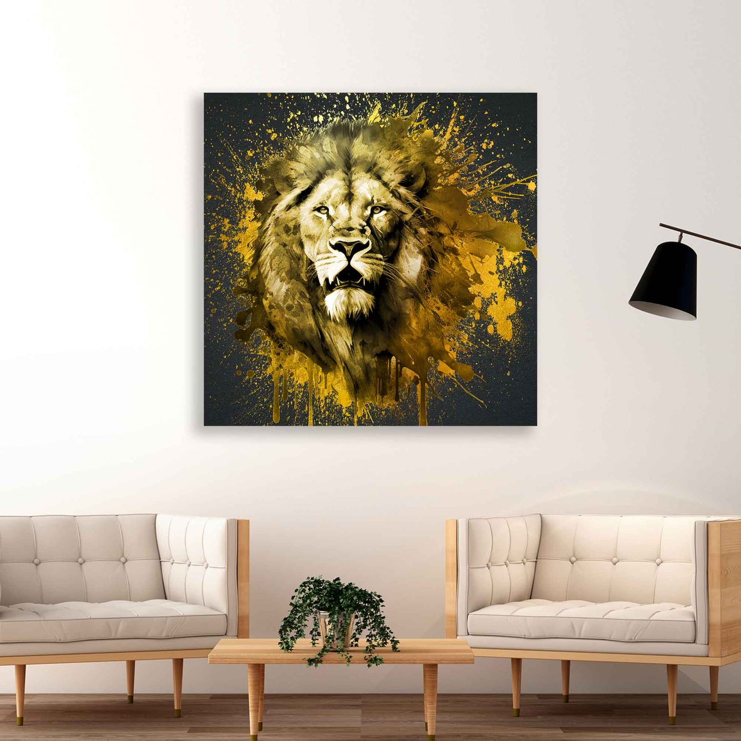 Gold Löwe Pop Art Style Wandbild Kunstwerk