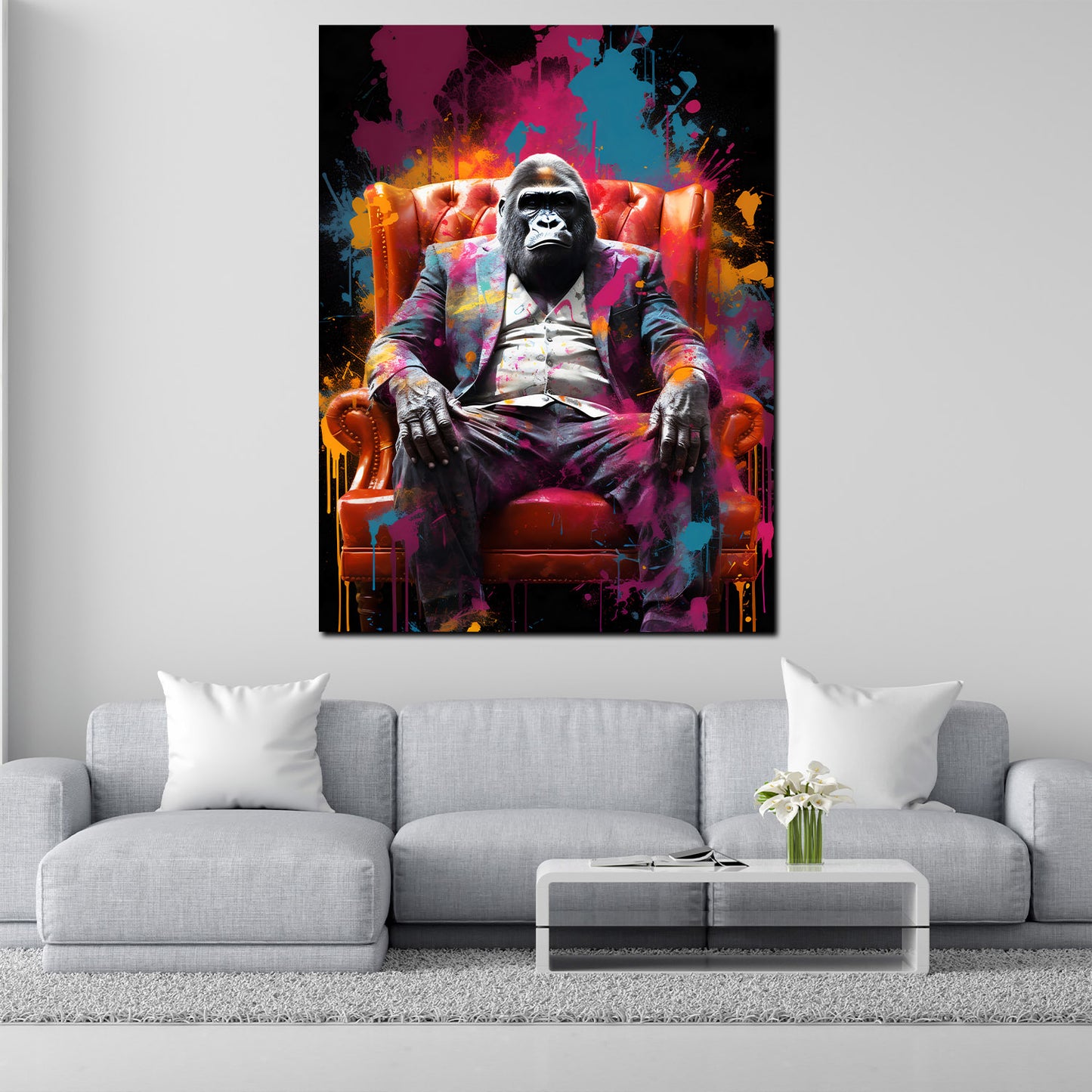 Gorilla im Anzug Wandbild Kunstwerk