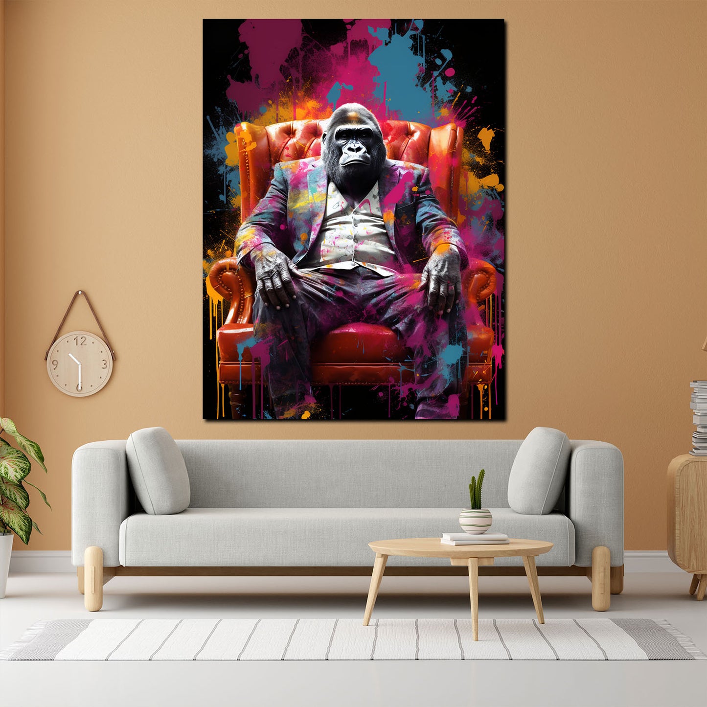 Gorilla im Anzug Wandbild Kunstwerk
