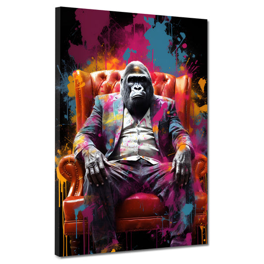 Gorilla im Anzug Wandbild Kunstwerk