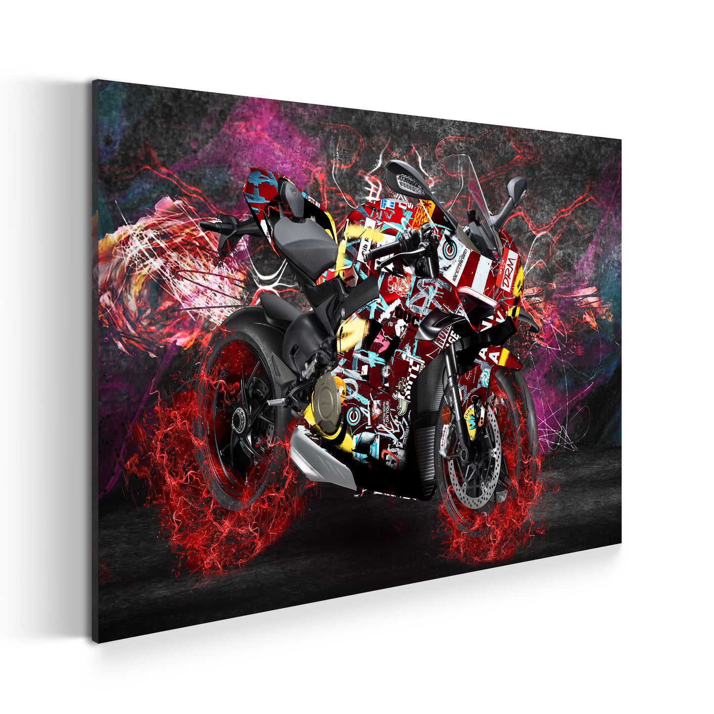 Graffiti Motorrad High Speed Wandbild Kunstwerk