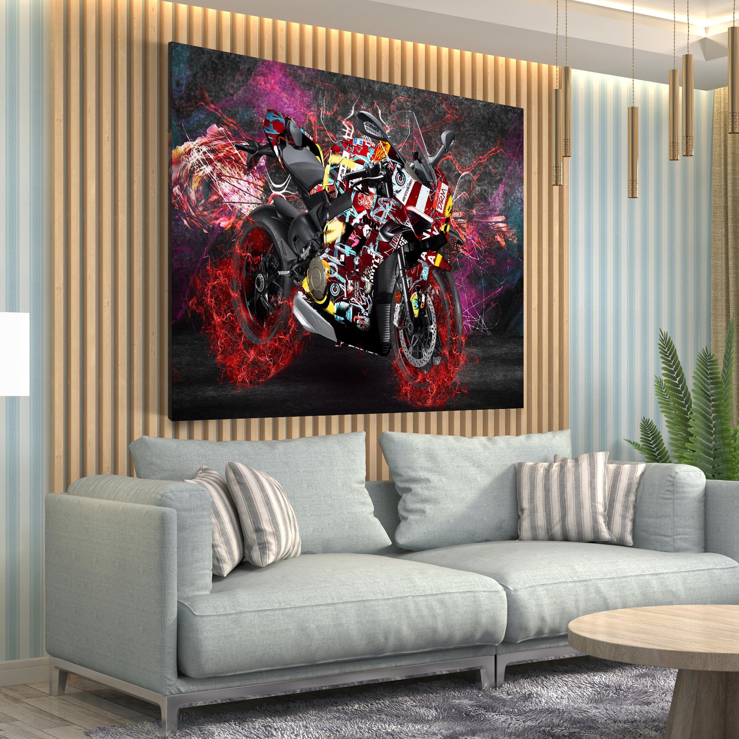 Graffiti Motorrad High Speed Wandbild Kunstwerk