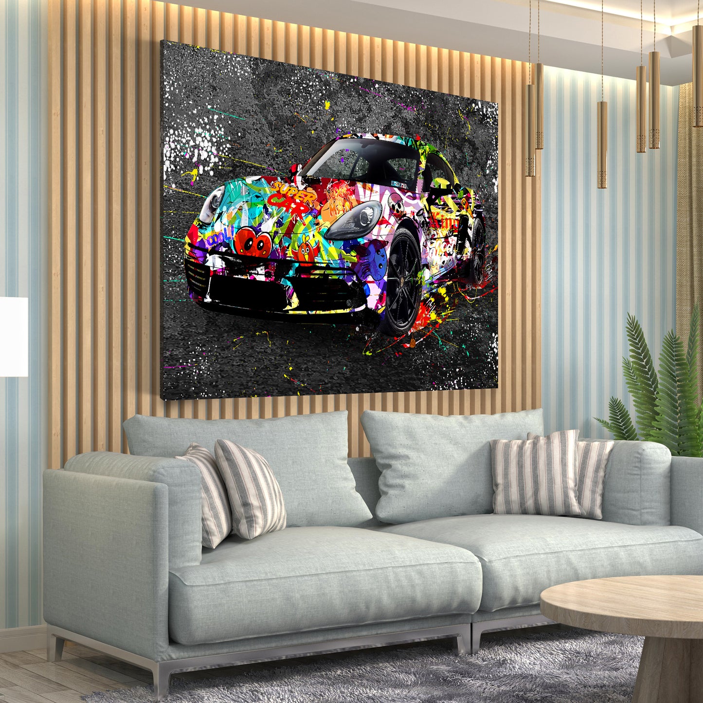 Graffiti Porsche Street Art Style Wandbild Kunstwerk