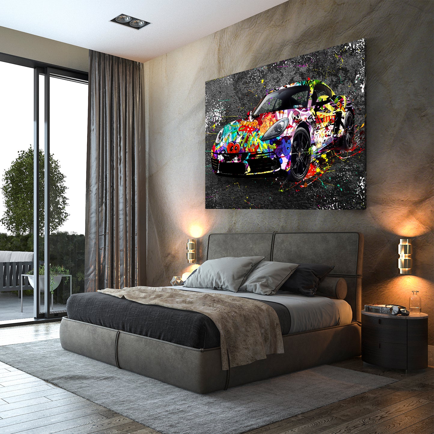 Graffiti Porsche Street Art Style Wandbild Kunstwerk