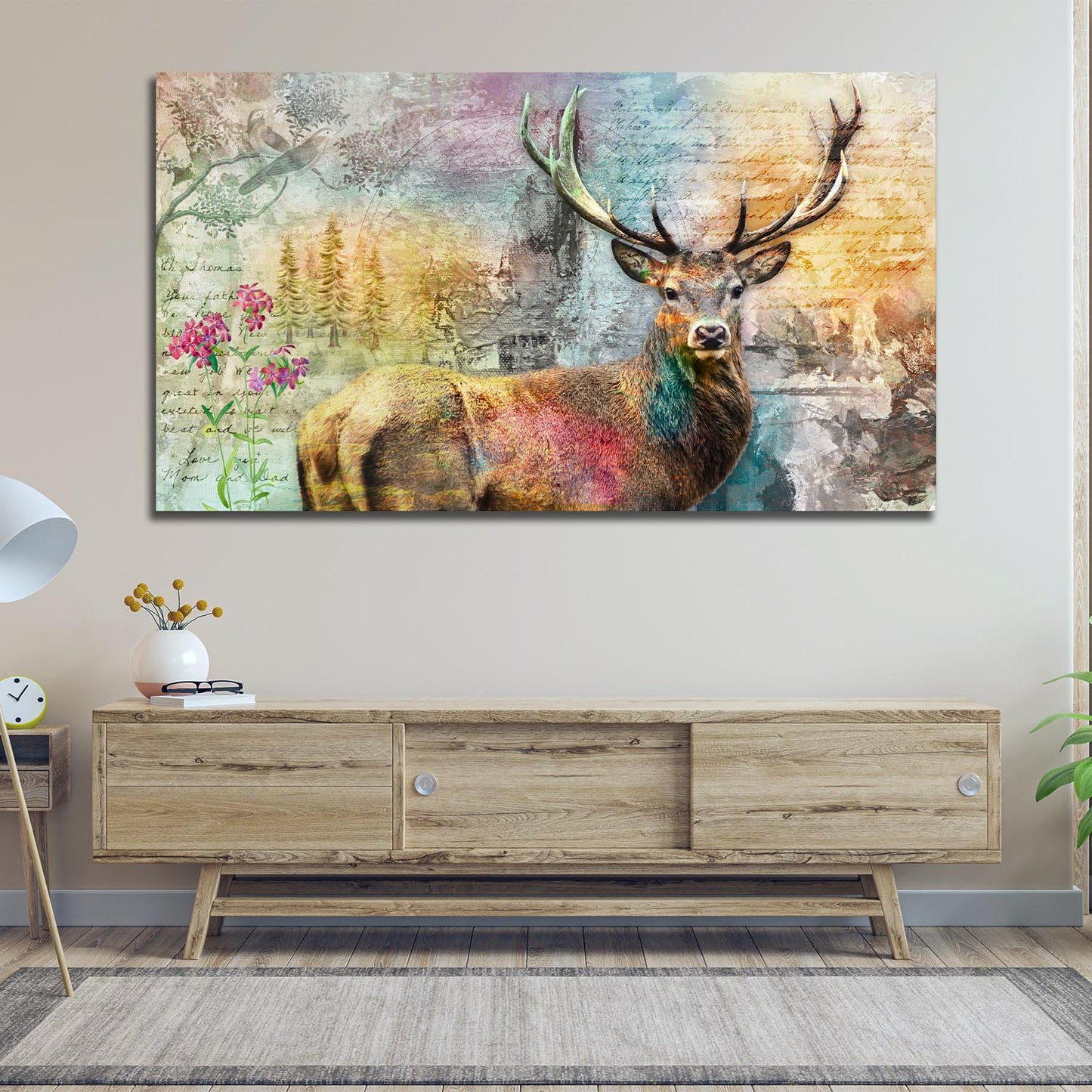 Hirsch Colour Style Abstrakt Wandbild Kunstwerk
