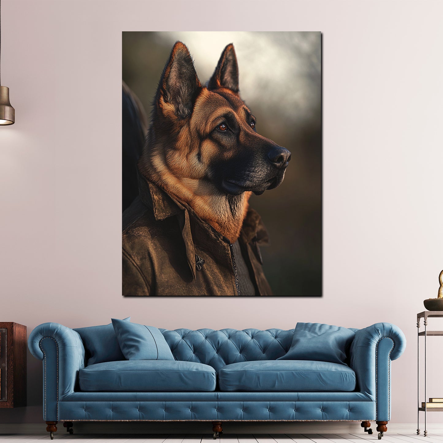 Hund mit Kleidung Portrait einzigartig Wandbild Kunstwerk