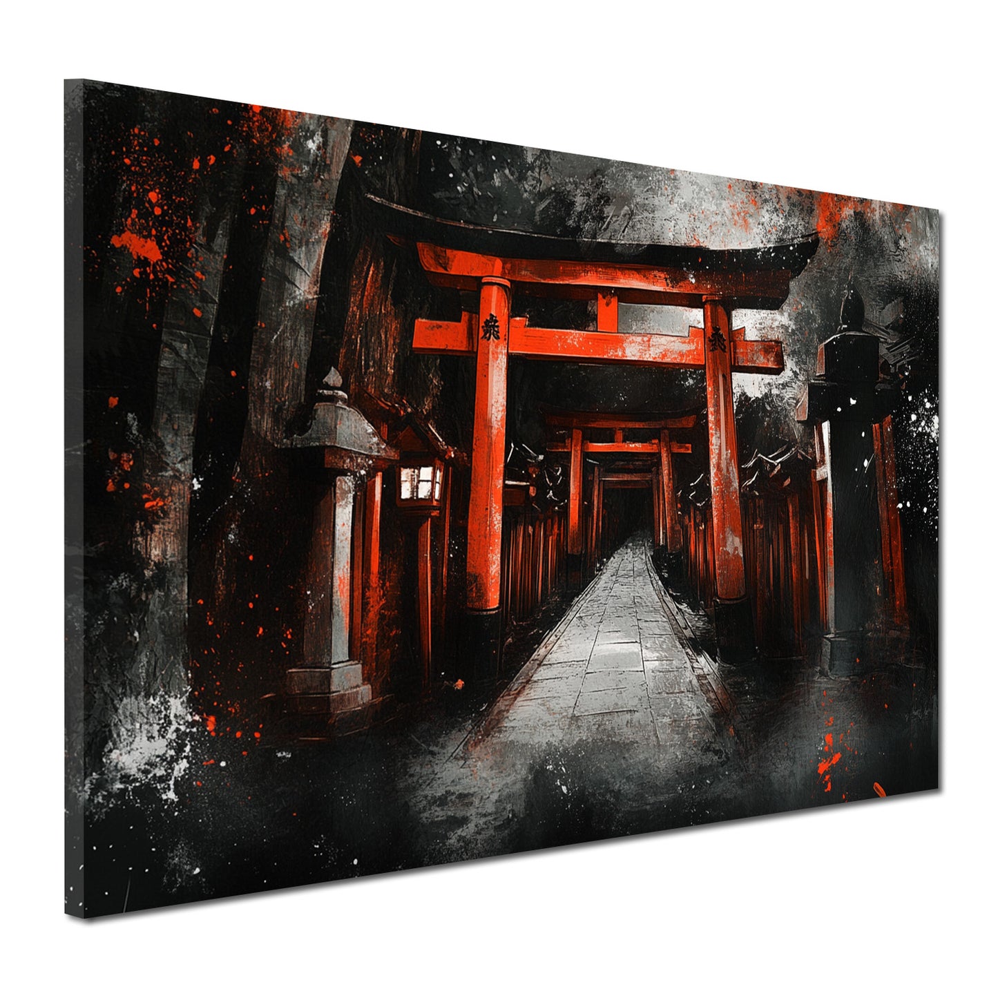 Japanischer Torii Weg rot schwarz mystisch Wandbild Kunstwerk