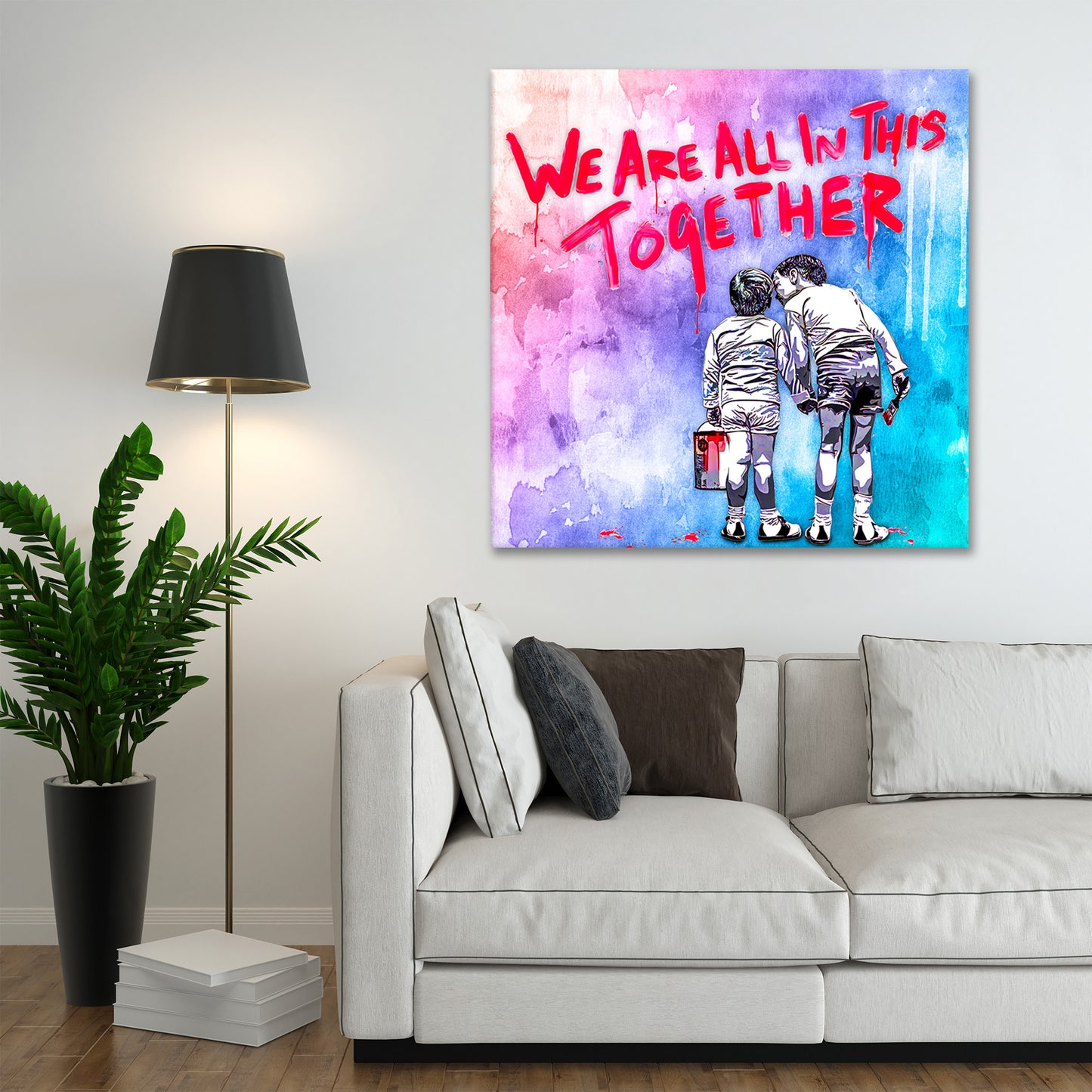 2 Kinder We Are All In This Together, Pop Art Wandbild Kunstwerk
