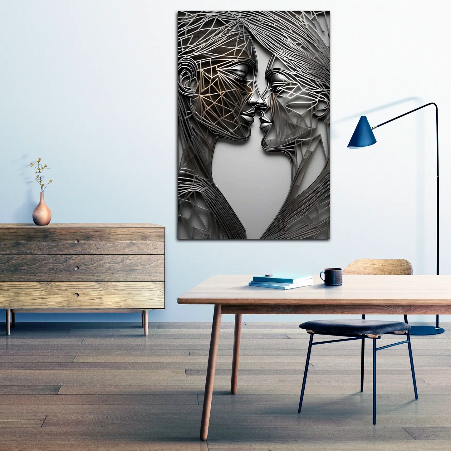 Kiss Metallfiguren Wandbild Kunstwerk