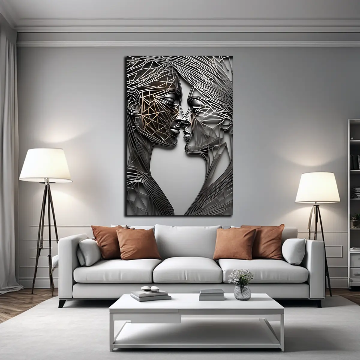 Kiss Metallfiguren Wandbild Kunstwerk