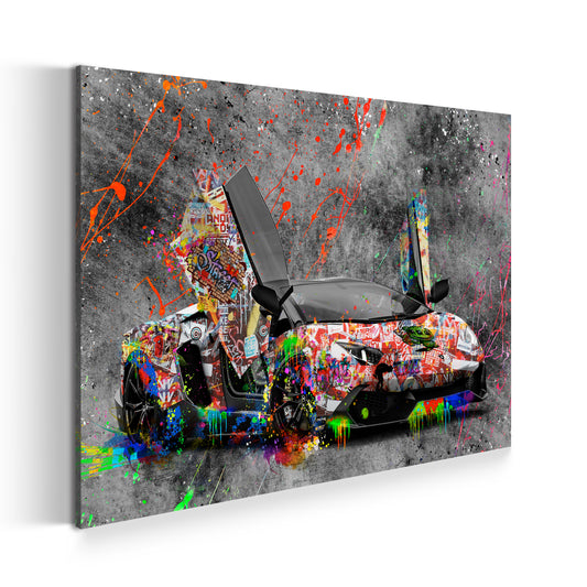 Lamborghini Graffiti Street Art Style Wandbild Kunstwerk